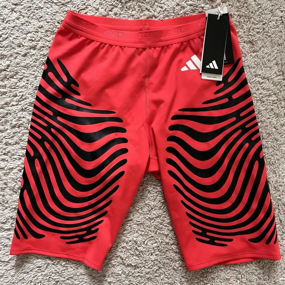 Adidas Women Running Shorts Size Medium Red Adizero Short Tights IX8977 NWT